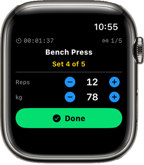 Logging reps and weight on Apple Watch