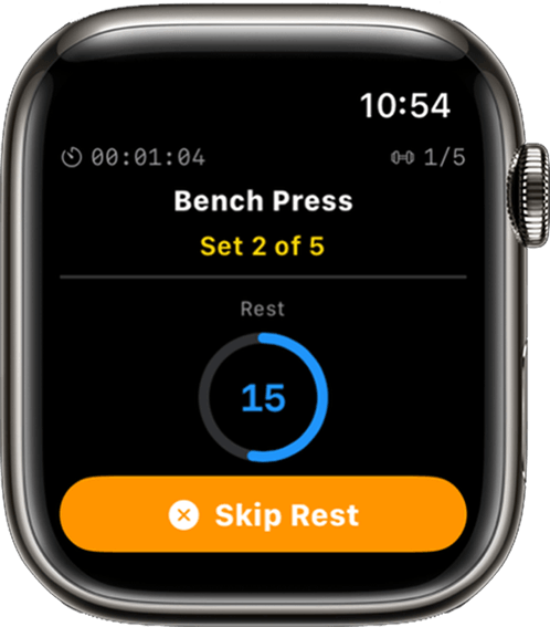 Apple Watch rest timer with countdown ring